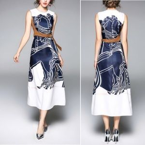 Metisu Grecian Horse Print Dress